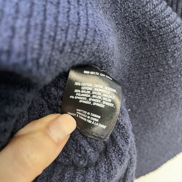 Anthropologie Women’s Blue Chunky Rib Knit Y2K Hooded Sweater Slouchy Grunge - Picture 8 of 8